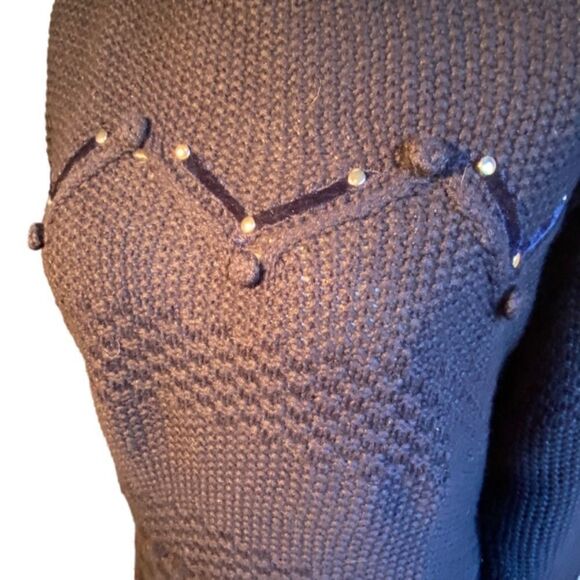 0329 Vintage Dino Valiano 80’s Navy Sweater Knit Buttons and Trim Size 14 - Picture 3 of 10